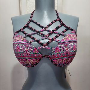 SHADE & SHORE Strappy Padded Bikini Swim Top. Size 36B. New.